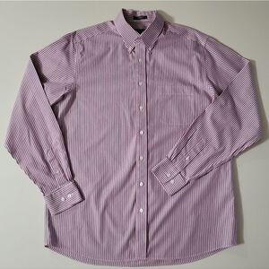 Eddie Bauer Men's Red Stripe Relaxed Fit Wrinkle Resistant Button-Down Shirt